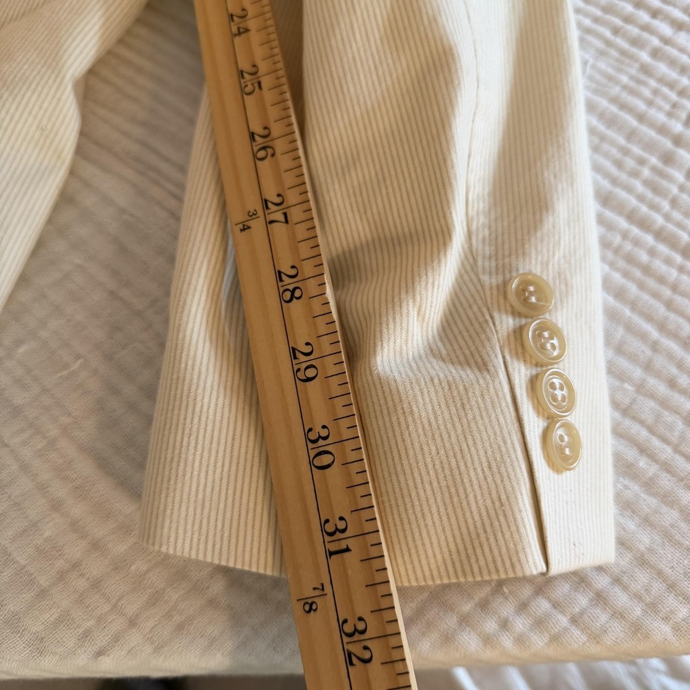 Calvin Klein Cream Pinstripe Cotton Blazer Sport Coat Jacket Men's 46R Coastal - Picture 14 of 16